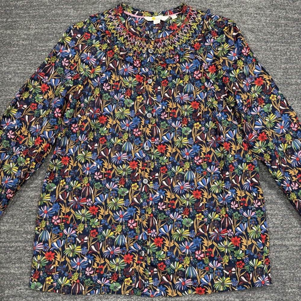 Boden Floral Blouse Women 6 Button Up Embroidered Long Sleeve Ditsy Bloom Preppy
